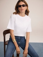 Biały - Mint Velvet Printed Cotton T-Shirt - Obraz 3 z 7