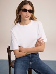 Biały - Mint Velvet Printed Cotton T-Shirt - Obraz 5 z 7