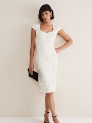 Phase Eight Cream Layton Tapework Dress - Image 3 of 6