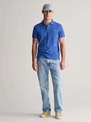 GANT Light Blue Regular 100% Cotton Shield Polo Shirt - Image 3 of 5