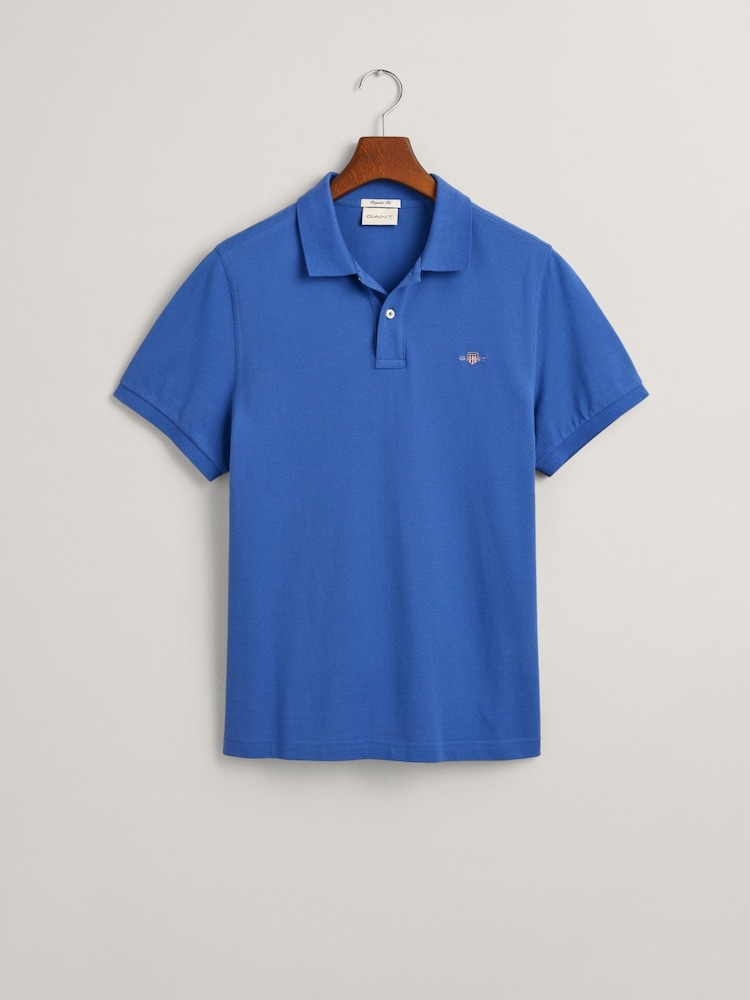 GANT Light Blue Regular 100% Cotton Shield Polo Shirt - Image 5 of 5