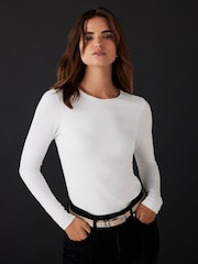Mint Velvet White Long Sleeve Layering Top - Image 1 of 9