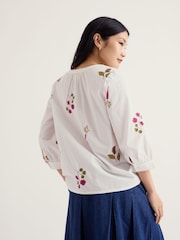 Seasalt Cornwall White Grace Embroidered Top - Image 2 of 5