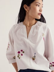 Seasalt Cornwall White Grace Embroidered Top - Image 3 of 5