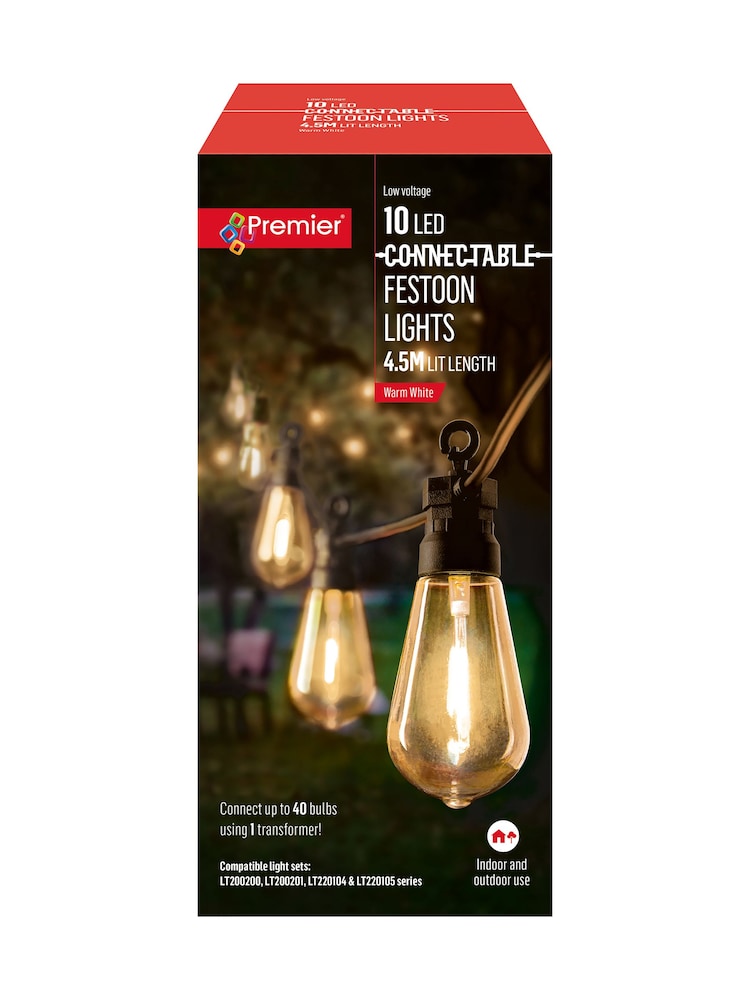 Premier Decorations Ltd Garden 10 Warm White Connectable Lights - Image 3 of 3