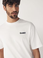 GANT White 100% Cotton Back Logo Graphic T-Shirt - Image 4 of 6