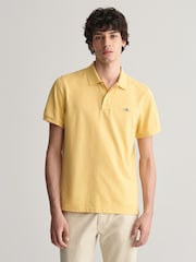 GANT Yellow Regular 100% Cotton Shield Polo Shirt - Image 1 of 5