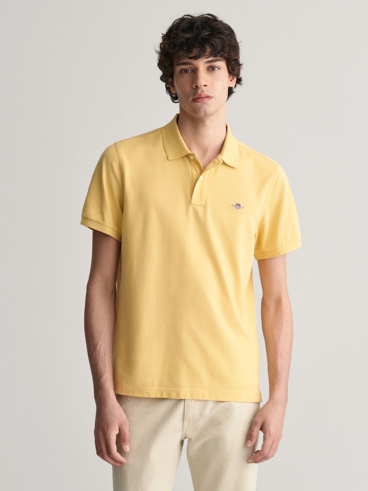 GANT Yellow Regular 100% Cotton Shield Polo Shirt - Image 1 of 5