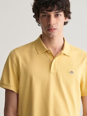 GANT Yellow Regular 100% Cotton Shield Polo Shirt - Image 4 of 5
