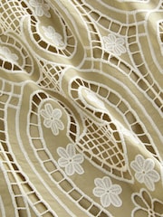 Khaki Green Feminine Frill Embroidered Maxi Summer Dress - Image 8 of 8