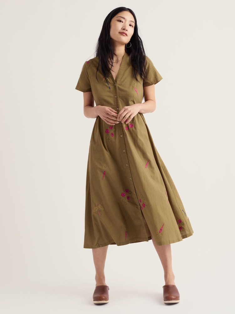 Seasalt Cornwall Green Fowen Shirt Dress - Image 2 of 5 Seasalt Cornwall Green Fowen Shirt Dress - Image 2 of 5