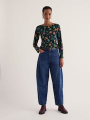Seasalt Cornwall Dark Blue Easel Long Sleeve Jersey Top - Image 1 of 5
