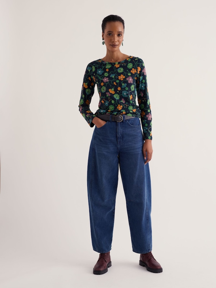 Seasalt Cornwall Dark Blue Easel Long Sleeve Jersey Top - Image 1 of 5 Seasalt Cornwall Dark Blue Easel Long Sleeve Jersey Top - Image 1 of 5