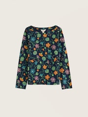 Seasalt Cornwall Dark Blue Easel Long Sleeve Jersey Top - Image 4 of 5