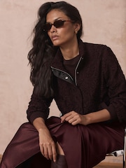 Mint Velvet Red Embroidered Lace Bomber Jacket - Image 5 of 8
