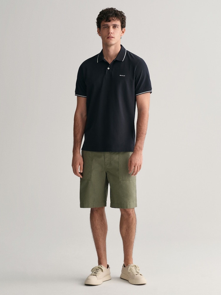 GANT Black Tipped Collar Pique 100% Cotton Polo Shirt - Image 3 of 5