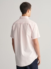 GANT Light Pink Regular Fit Oxford Short Sleeve 100% Cotton Shirt - Image 2 of 6