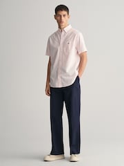 GANT Light Pink Regular Fit Oxford Short Sleeve 100% Cotton Shirt - Image 3 of 6