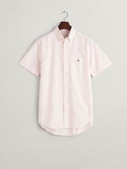 GANT Light Pink Regular Fit Oxford Short Sleeve 100% Cotton Shirt - Image 6 of 6