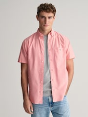 GANT Pink Regular Fit Oxford Short Sleeve 100% Cotton Shirt - Image 1 of 6