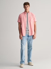 GANT Pink Regular Fit Oxford Short Sleeve 100% Cotton Shirt - Image 3 of 6