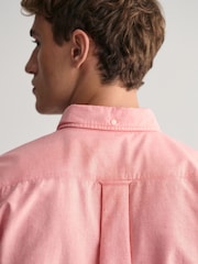 GANT Pink Regular Fit Oxford Short Sleeve 100% Cotton Shirt - Image 4 of 6