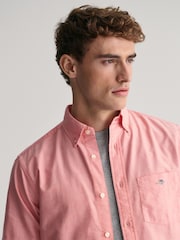 GANT Pink Regular Fit Oxford Short Sleeve 100% Cotton Shirt - Image 5 of 6