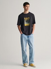 GANT Black 100% Cotton Washed Graphic T-Shirt - Image 1 of 4