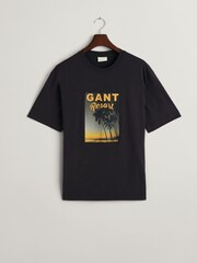 GANT Black 100% Cotton Washed Graphic T-Shirt - Image 4 of 4