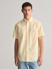 GANT Yellow Regular Fit Oxford Short Sleeve 100% Cotton Shirt - Image 1 of 5