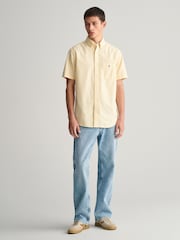 GANT Yellow Regular Fit Oxford Short Sleeve 100% Cotton Shirt - Image 3 of 5