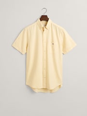 GANT Yellow Regular Fit Oxford Short Sleeve 100% Cotton Shirt - Image 5 of 5