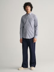 GANT Blue Regular Fit Micro Checked Poplin 100% Cotton Shirt - Image 2 of 6