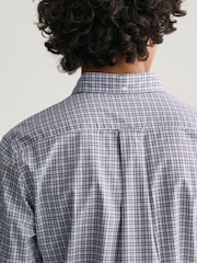 GANT Blue Regular Fit Micro Checked Poplin 100% Cotton Shirt - Image 4 of 6