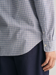 GANT Blue Regular Fit Micro Checked Poplin 100% Cotton Shirt - Image 5 of 6