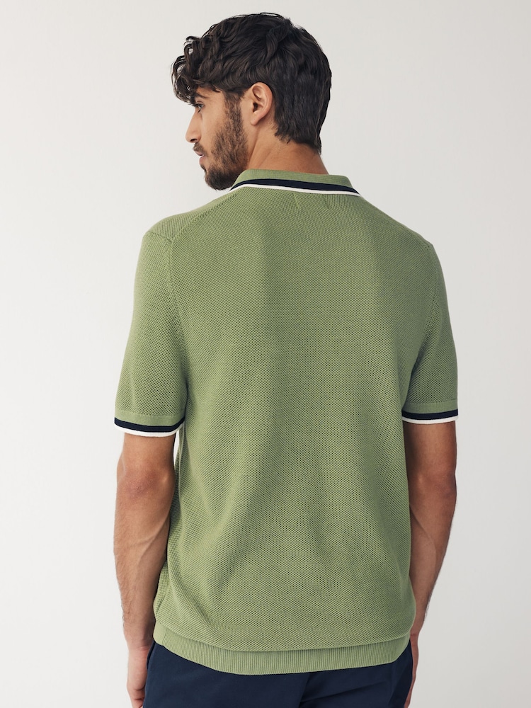 GANT Green 100% Cotton Piqué Knitted Polo Shirt - Image 2 of 5