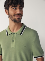 GANT Green 100% Cotton Piqué Knitted Polo Shirt - Image 4 of 5