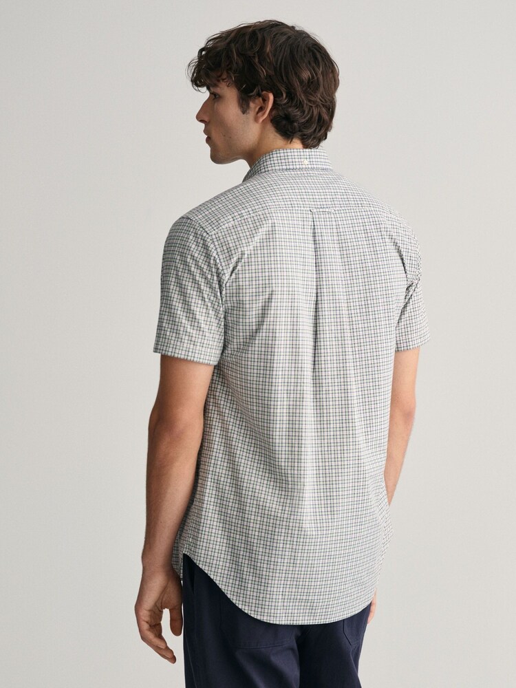 GANT Green Regular Fit Micro Checked Poplin 100% Cotton Shirt - Image 2 of 6