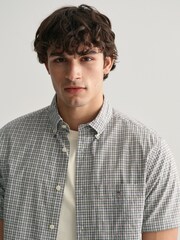 GANT Green Regular Fit Micro Checked Poplin 100% Cotton Shirt - Image 4 of 6