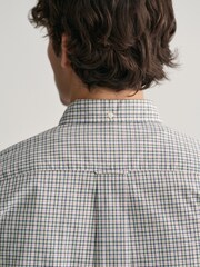 GANT Green Regular Fit Micro Checked Poplin 100% Cotton Shirt - Image 5 of 6