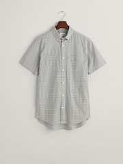 GANT Green Regular Fit Micro Checked Poplin 100% Cotton Shirt - Image 6 of 6