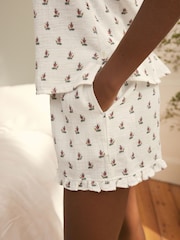 Laura Ashley White Aylesmore Sprig Crinkle 100% Cotton Cami And Shorts Set - Image 6 of 10