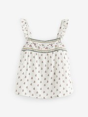 Laura Ashley White Aylesmore Sprig Crinkle 100% Cotton Cami And Shorts Set - Image 8 of 10