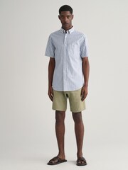 GANT Blue Regular Fit Striped Cotton Linen Shirt - Image 3 of 5