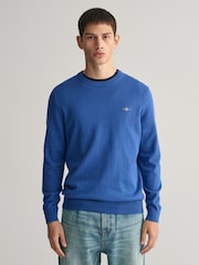 GANT Light Blue Classic Cotton Crew Neck Jumper - Image 1 of 5