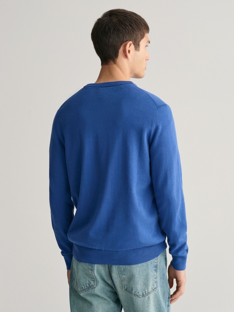 GANT Light Blue Classic Cotton Crew Neck Jumper - Image 2 of 5