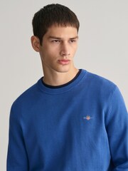 GANT Light Blue Classic Cotton Crew Neck Jumper - Image 4 of 5