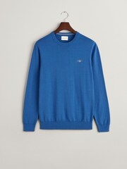 GANT Light Blue Classic Cotton Crew Neck Jumper - Image 5 of 5