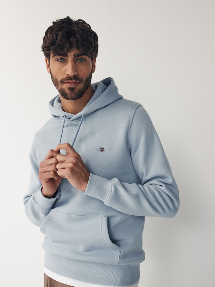 GANT Light Blue Regular Fit Shield Logo Hoodie - Image 1 of 1
