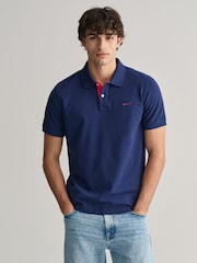 GANT Dark Blue Contrast Collar Polo Shirt - Image 1 of 6
